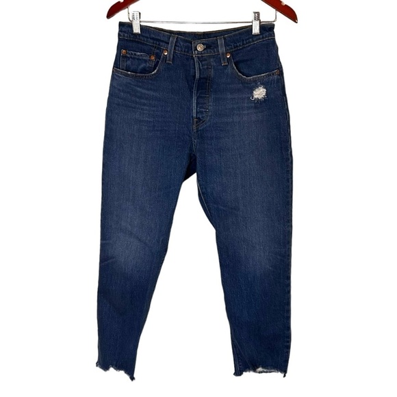 Levi's 501 Original Cropped Straight Leg Jeans- Charleston Fun - Picture 4 of 13